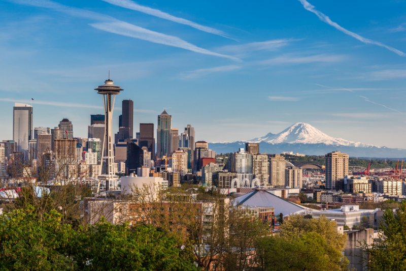 Vue sur le mount rainier depuis Seattle